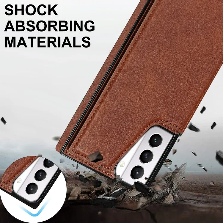 For Samsung Galaxy S21  5G Cross-body Square Double Buckle Flip Card Bag TPU PU Case with Card