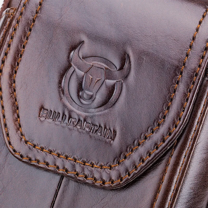 Genuine Leather Vintage Zipper Phone Bag Waist Bag For Business Bag