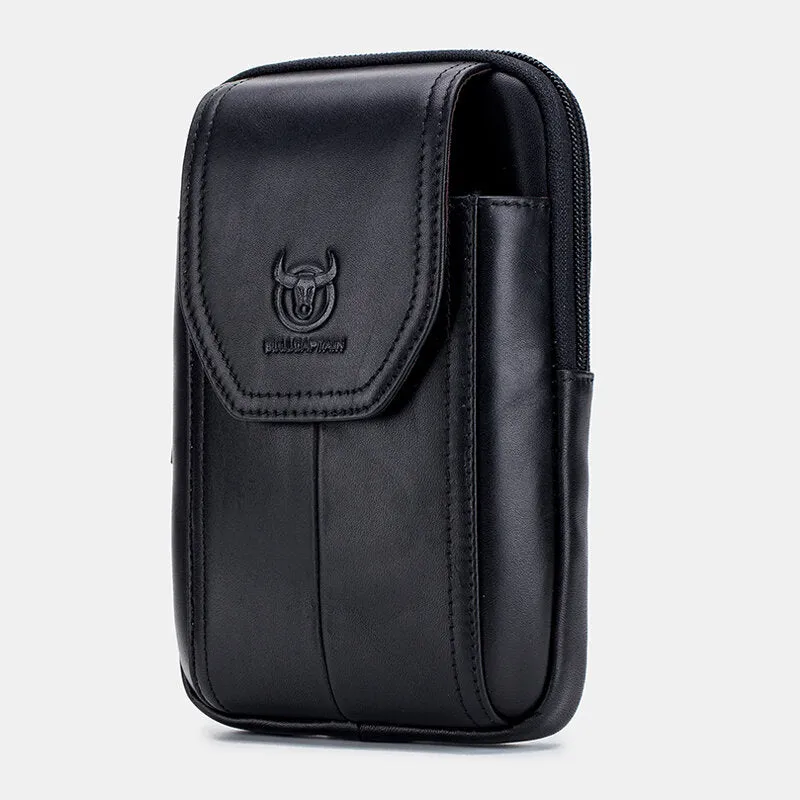 Genuine Leather Vintage Zipper Phone Bag Waist Bag For Business Bag