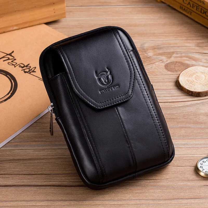 Genuine Leather Vintage Zipper Phone Bag Waist Bag For Business Bag