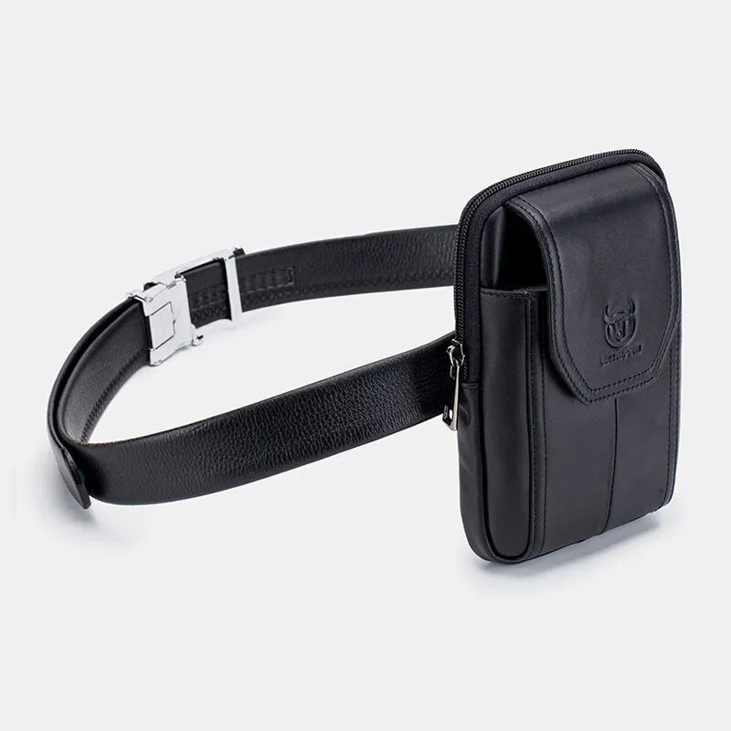Genuine Leather Vintage Zipper Phone Bag Waist Bag For Business Bag
