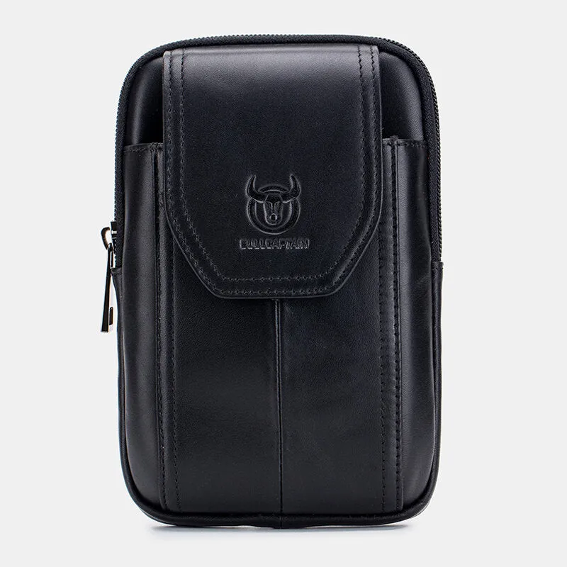 Genuine Leather Vintage Zipper Phone Bag Waist Bag For Business Bag