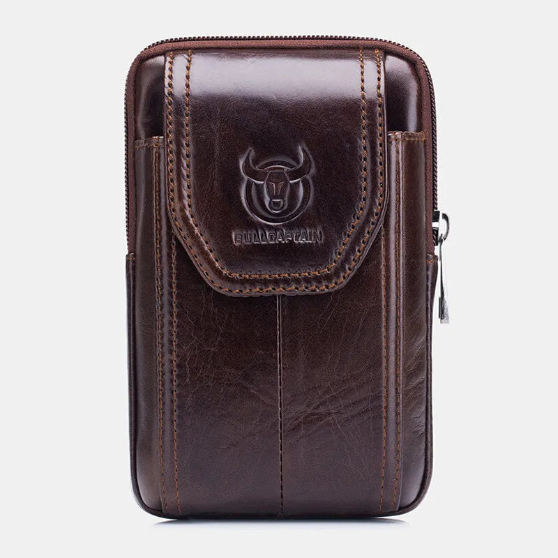 Genuine Leather Vintage Zipper Phone Bag Waist Bag For Business Bag