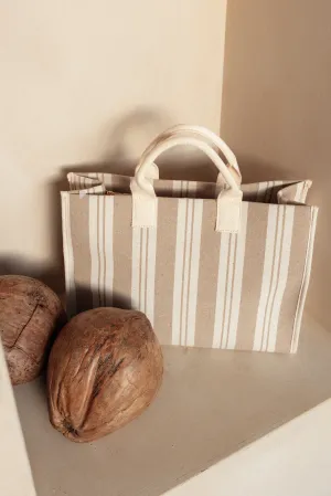Georgiana Tote Bag - Tan/White