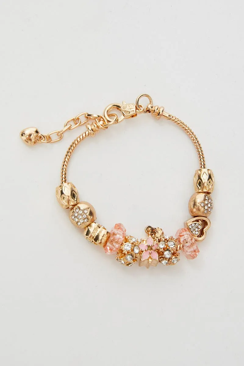 Gold Christmas Flower Charm Gold Plating Bracelet