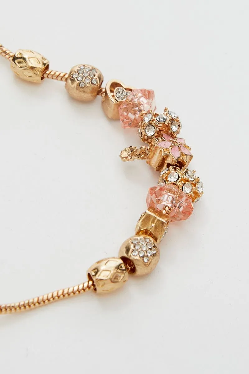 Gold Christmas Flower Charm Gold Plating Bracelet