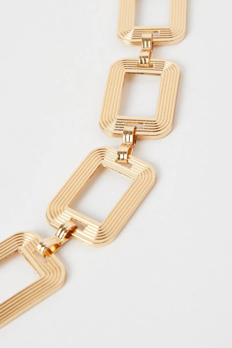 Gold Square Linked Chain Belt