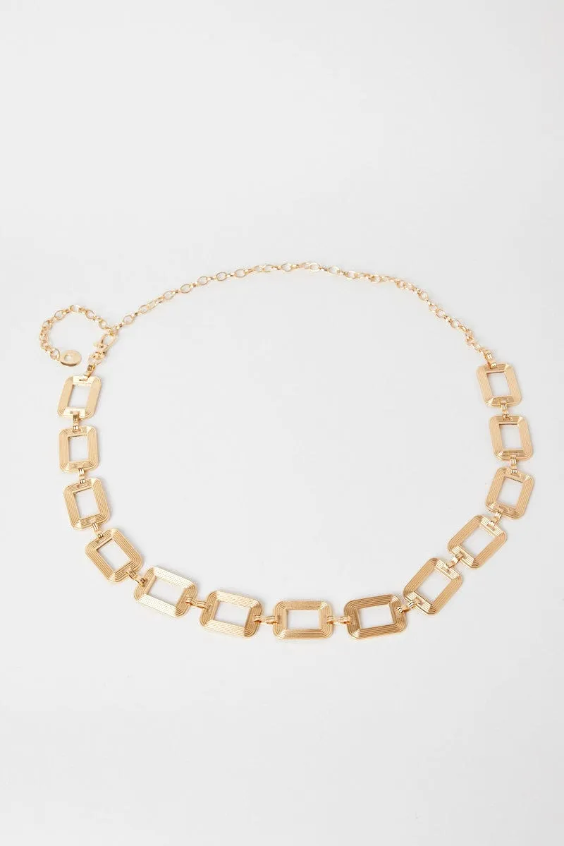 Gold Square Linked Chain Belt
