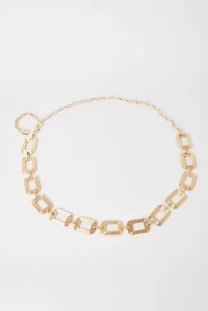 Gold Square Linked Chain Belt