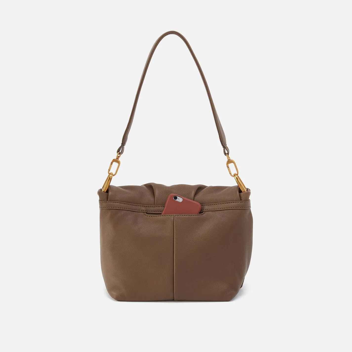 Harley Convertible Shoulder Bag In Pebbled Leather - Dark Elm