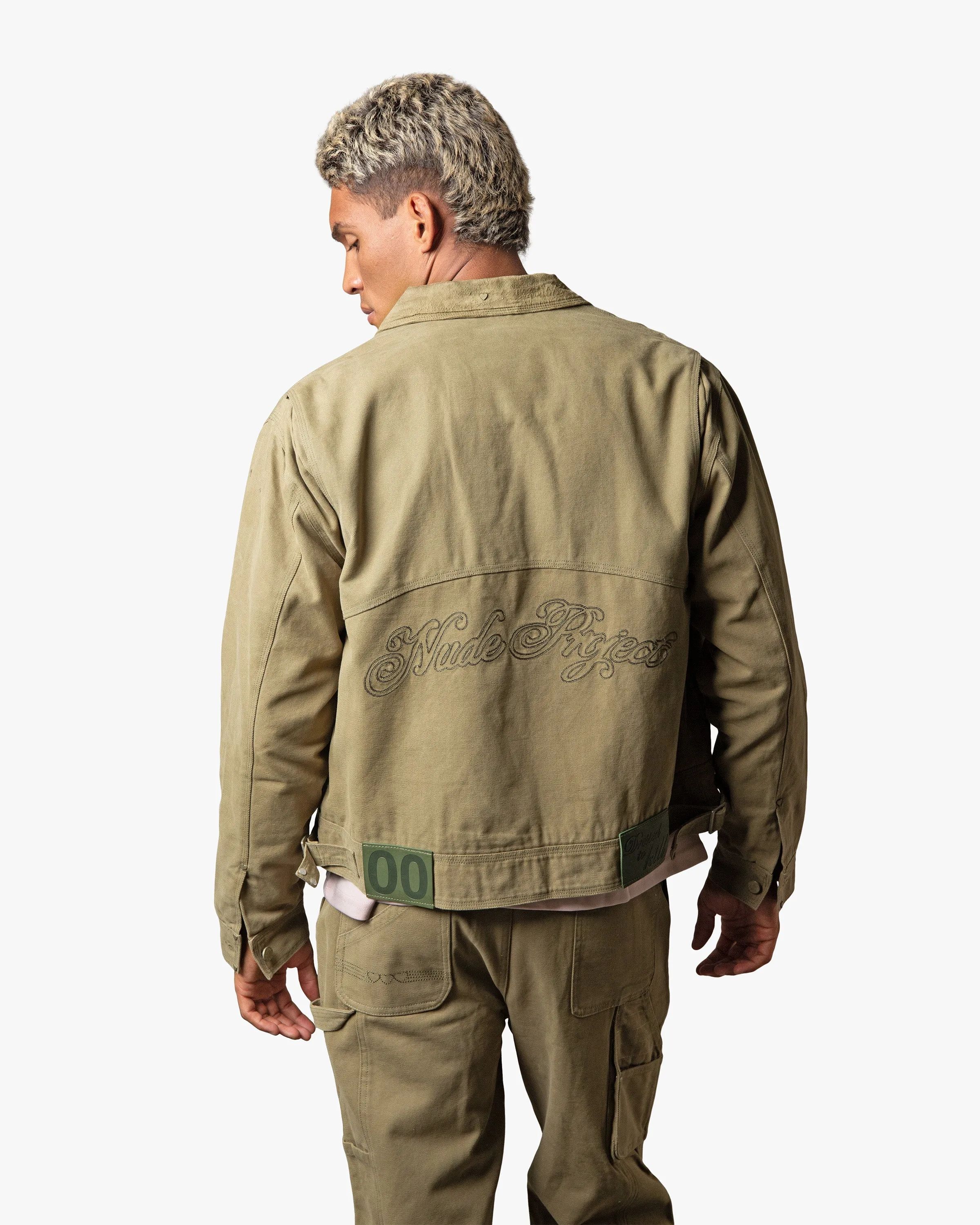 Heavy Canvas Trucker Jacket Khaki