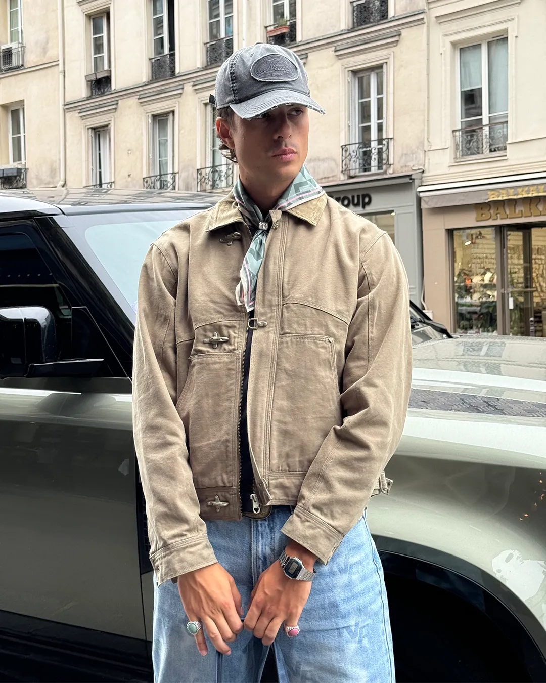 Heavy Canvas Trucker Jacket Khaki