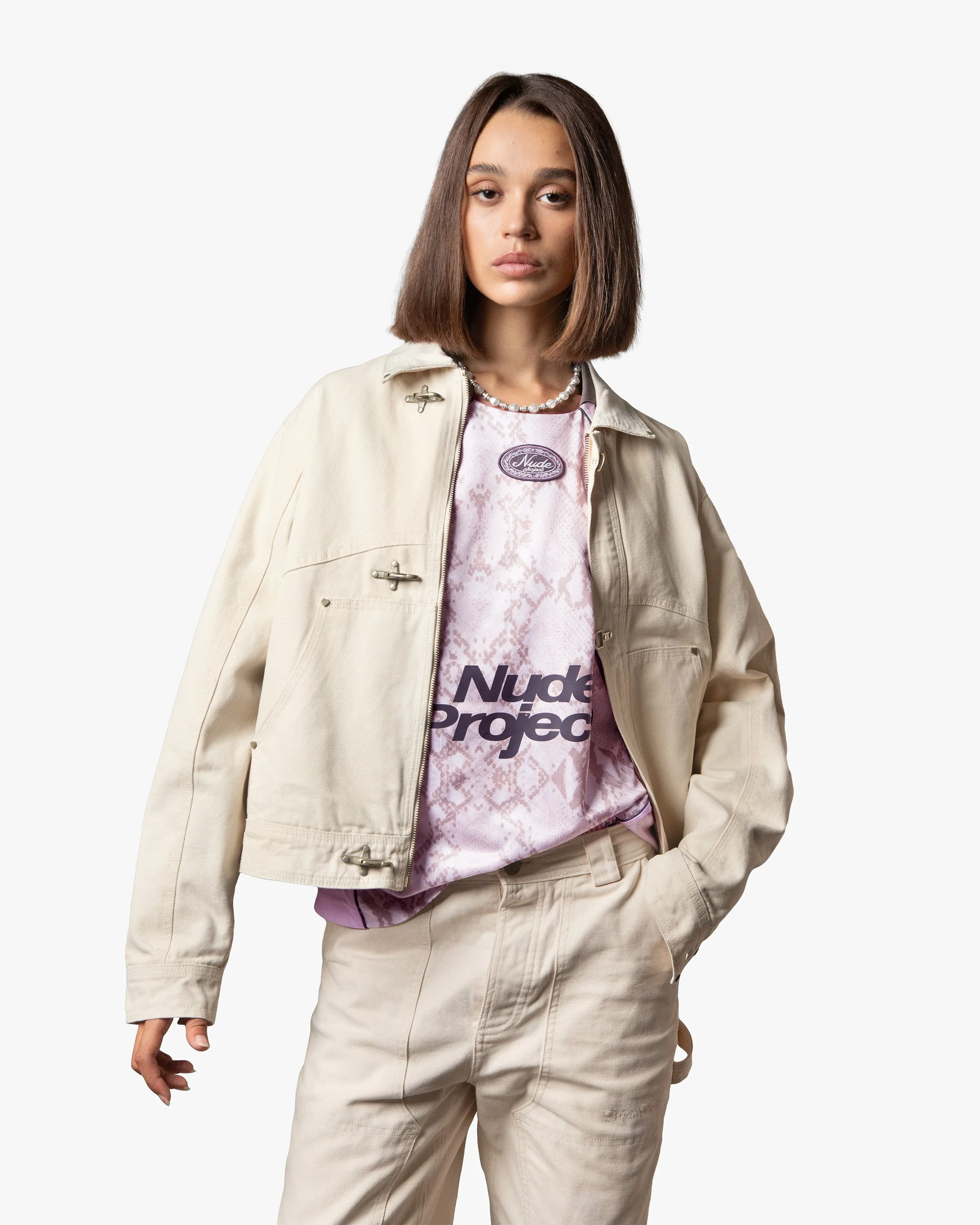 Heavy Canvas Trucker Jacket Offwhite