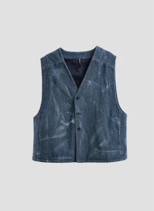 Indigo Cotton Polyester Jersey Waistcoat