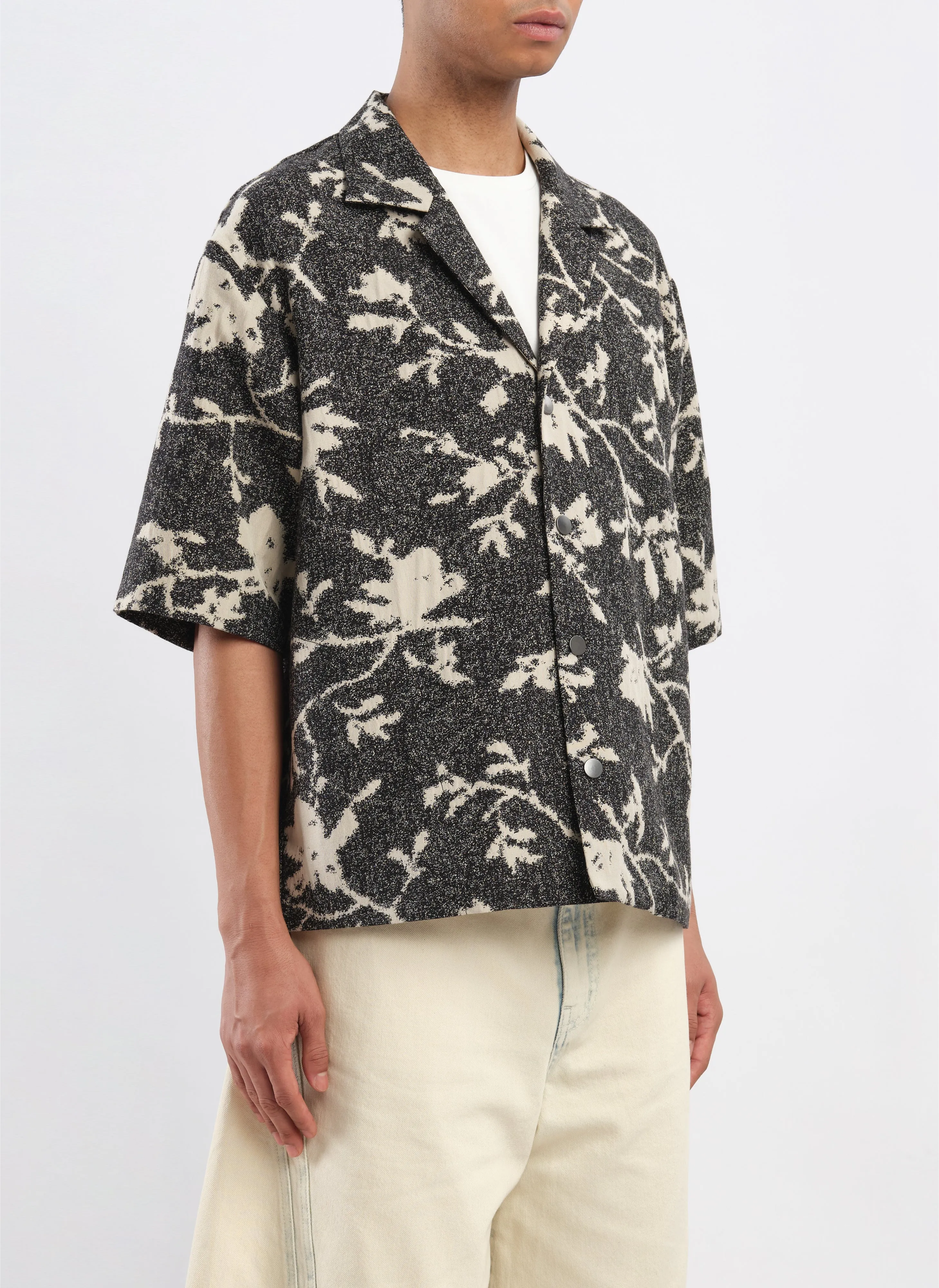 Jacquard Open Collar Shirt Jacket