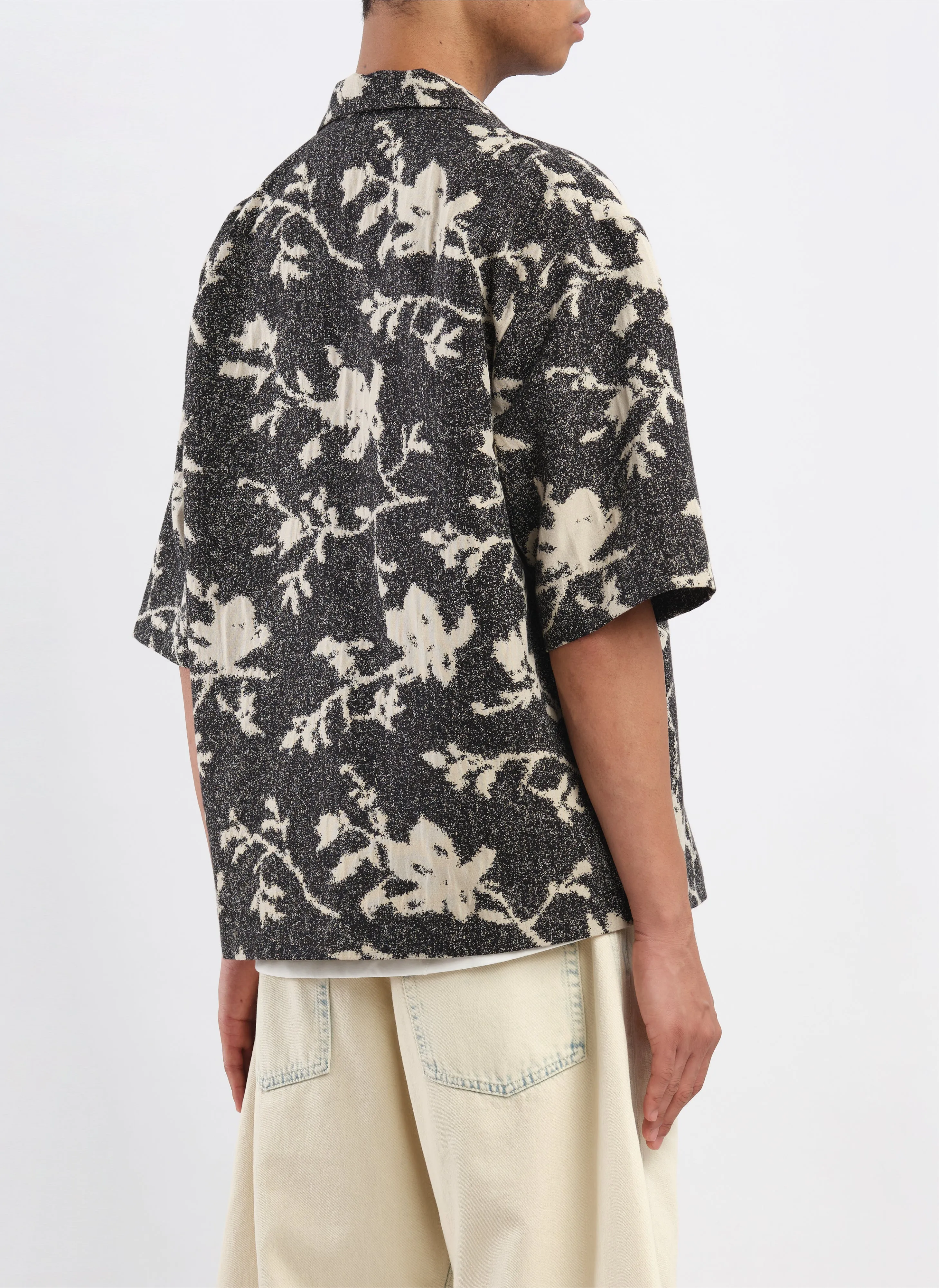 Jacquard Open Collar Shirt Jacket