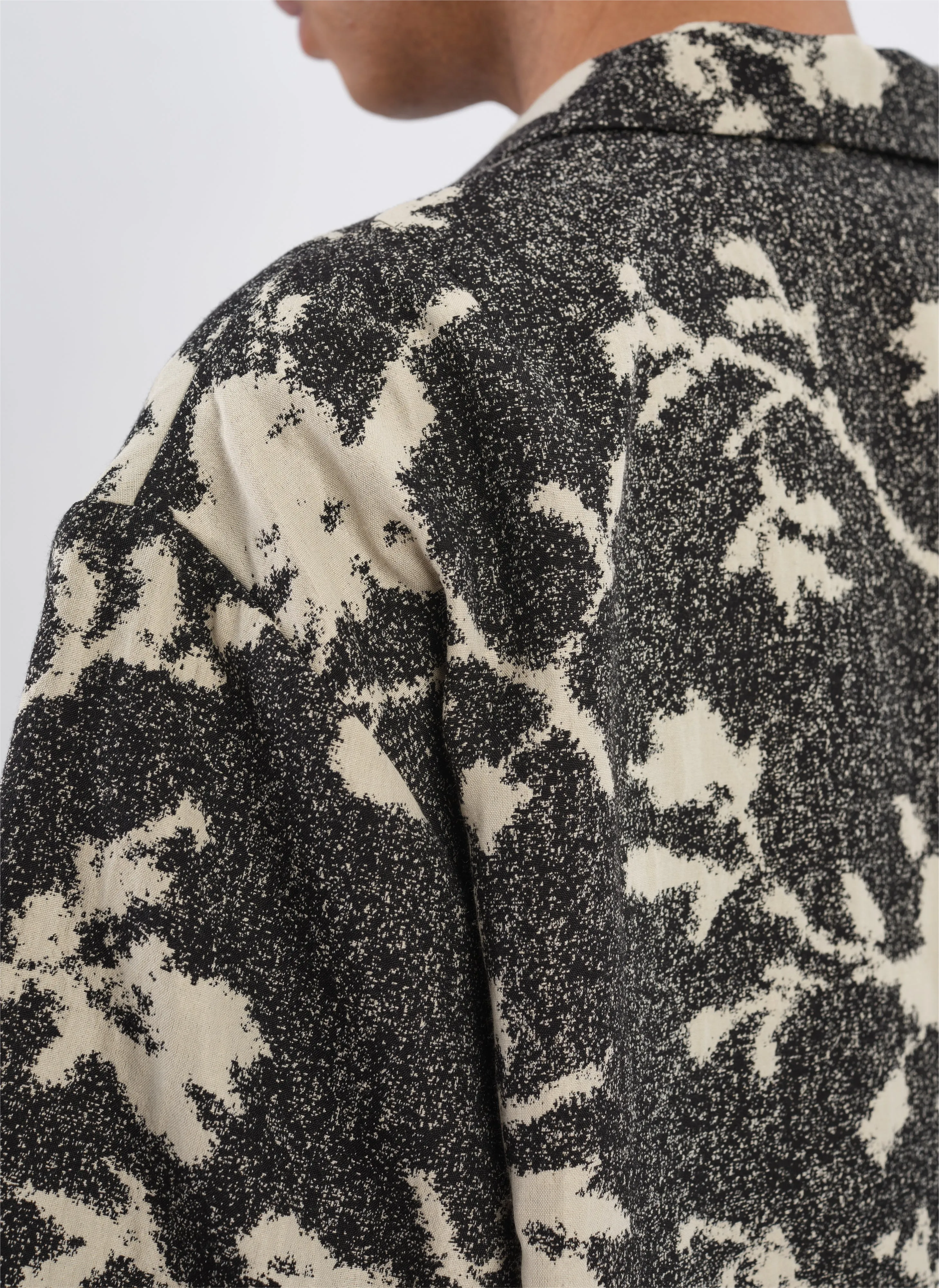 Jacquard Open Collar Shirt Jacket