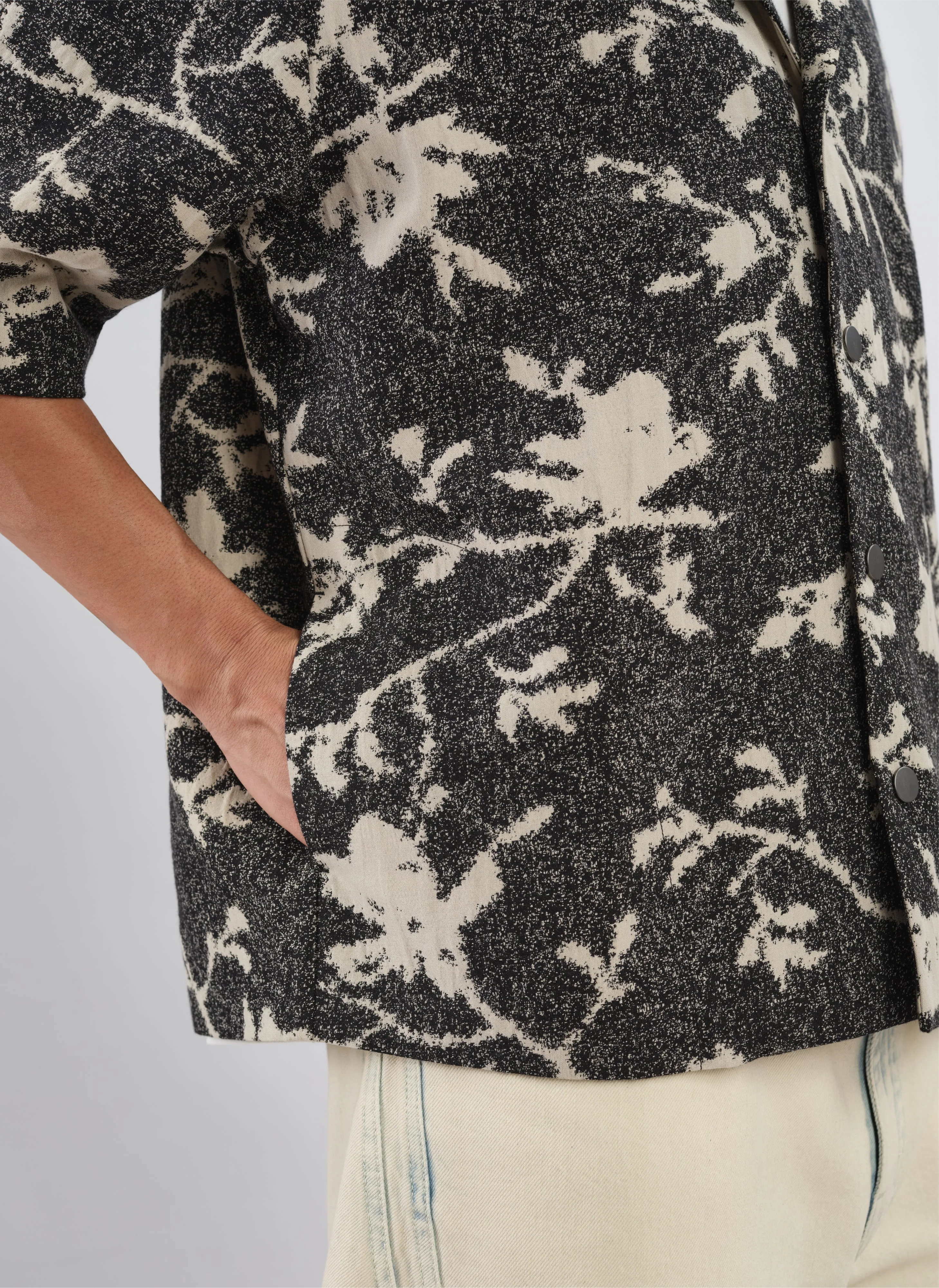 Jacquard Open Collar Shirt Jacket