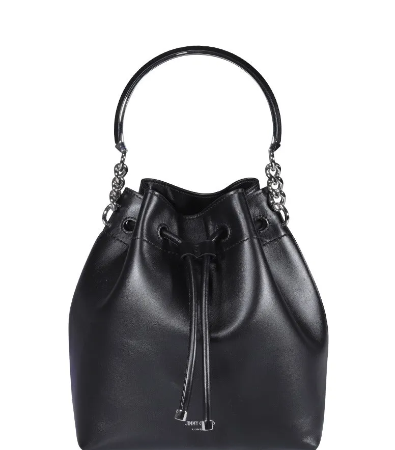 Jimmy Choo Logo Plaque Drawstring Bucket Bag