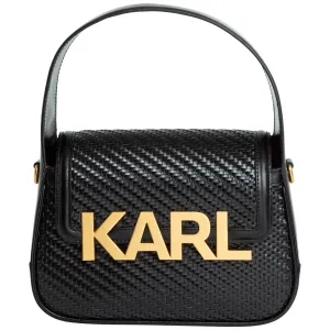 Karl Lagerfeld Logo-Plaque Woven Crossbody Bag