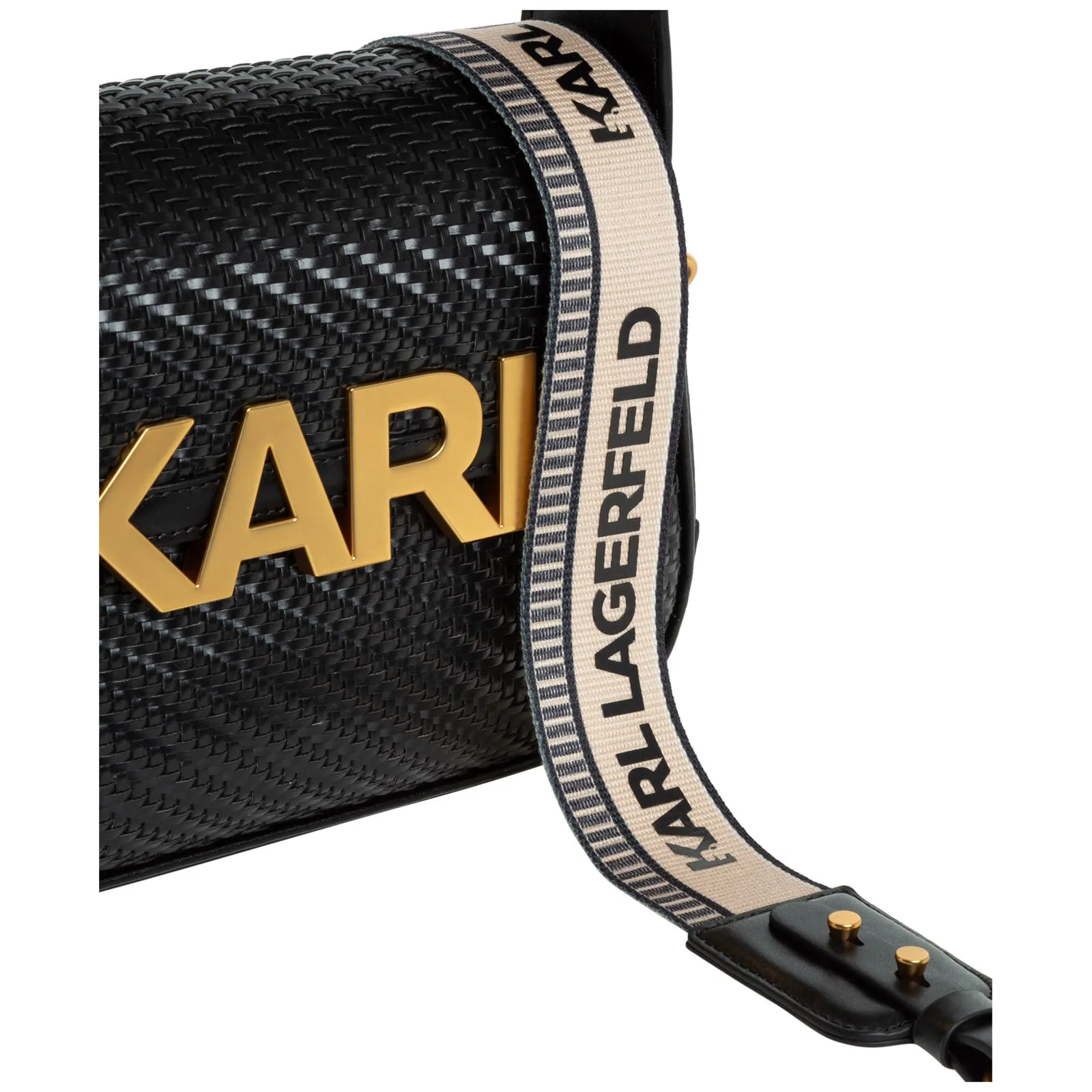 Karl Lagerfeld Logo-Plaque Woven Crossbody Bag