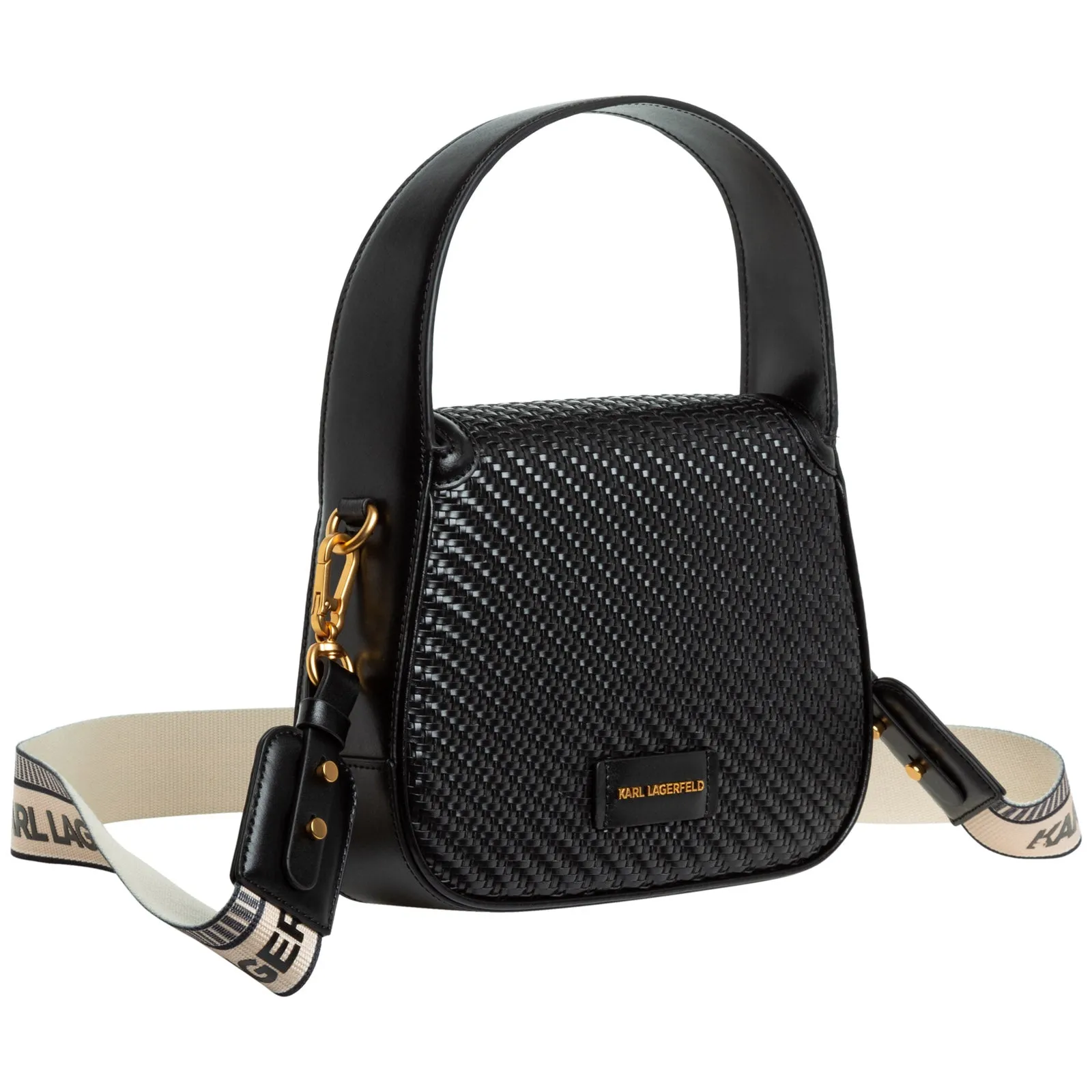Karl Lagerfeld Logo-Plaque Woven Crossbody Bag