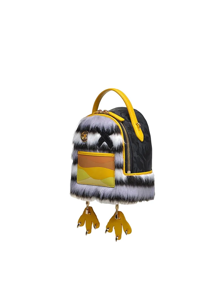 Little Mons Jacquard with Leather Backpack Medium