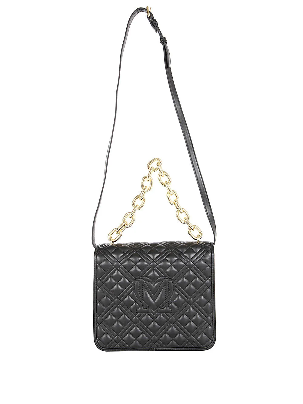 Love Moschino Logo Plaque Chain-Link Shoulder Bag