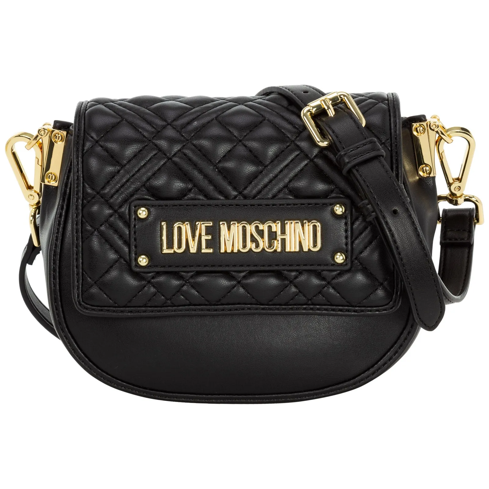 Love Moschino Logo Plaque Quilted Crossbody Bag