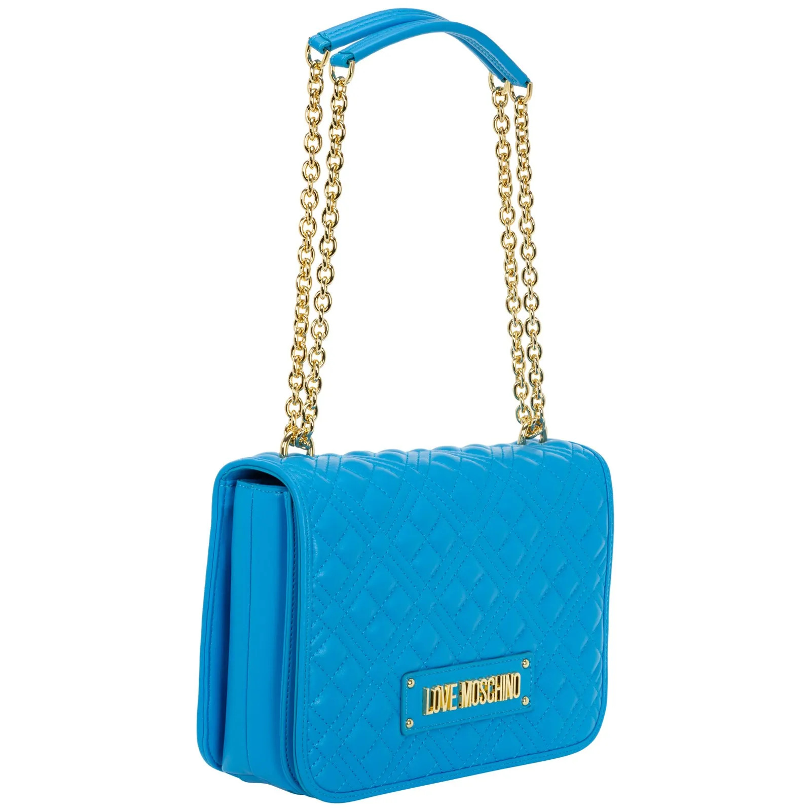 Love Moschino Logo Plaque Quilted Shoulder Bag