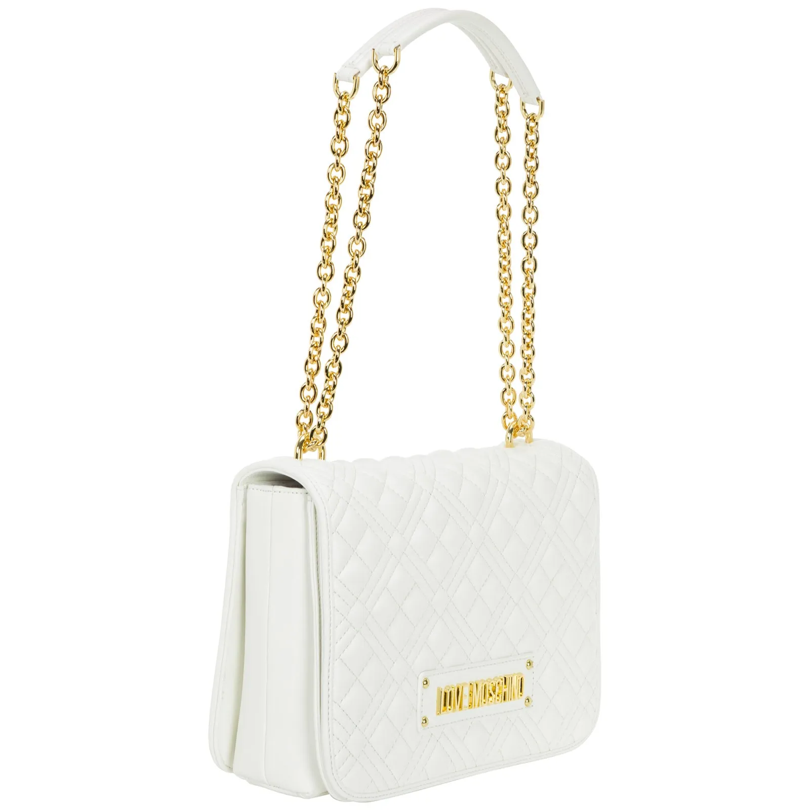 Love Moschino Logo Plaque Quilted Shoulder Bag