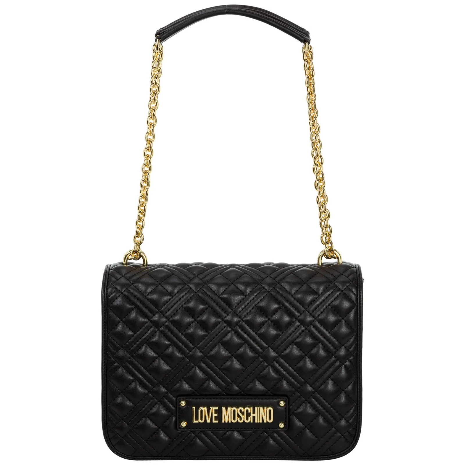 Love Moschino Logo Plaque Quilted Shoulder Bag
