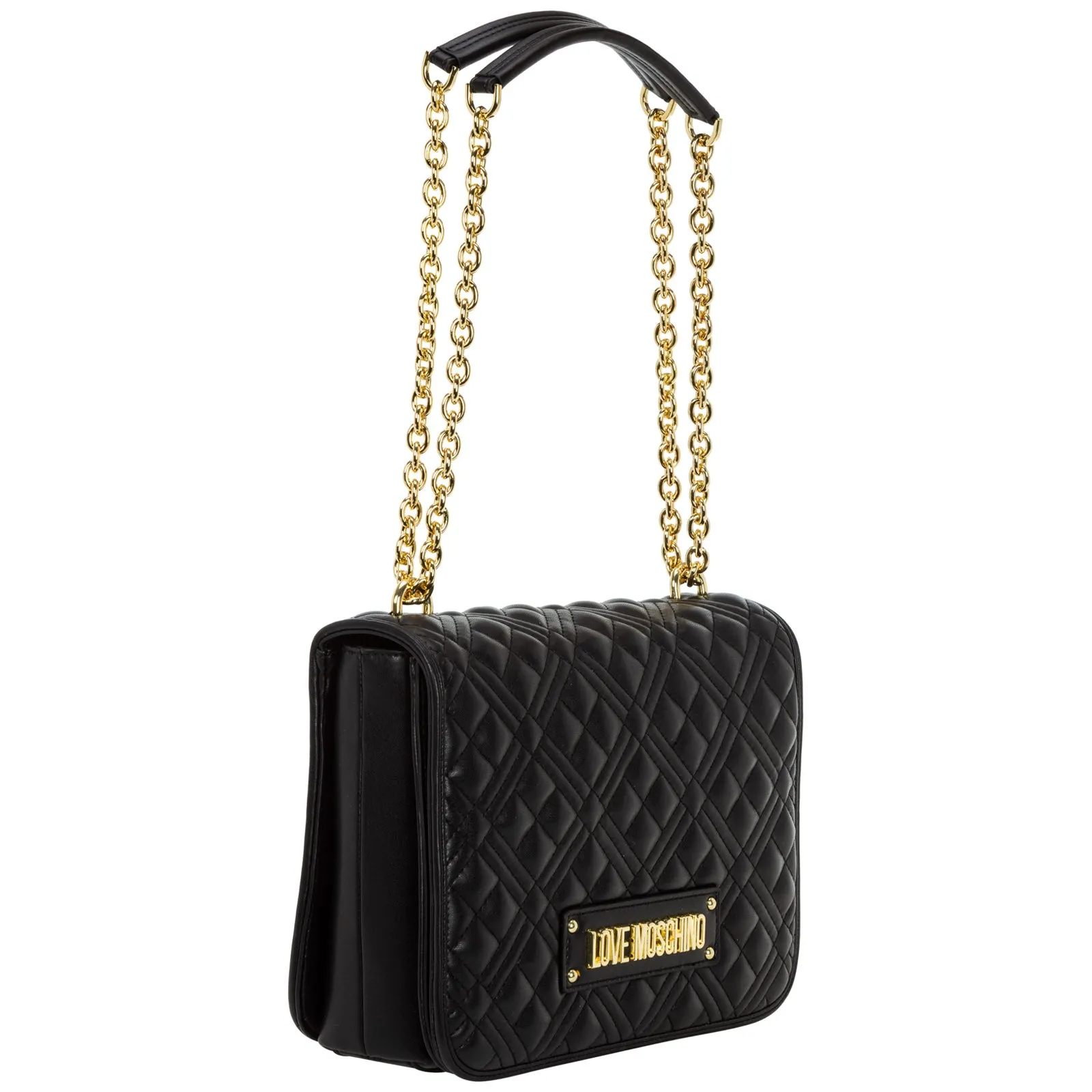 Love Moschino Logo Plaque Quilted Shoulder Bag