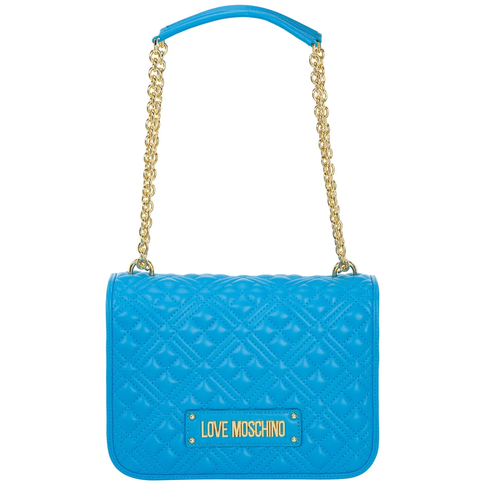 Love Moschino Logo Plaque Quilted Shoulder Bag