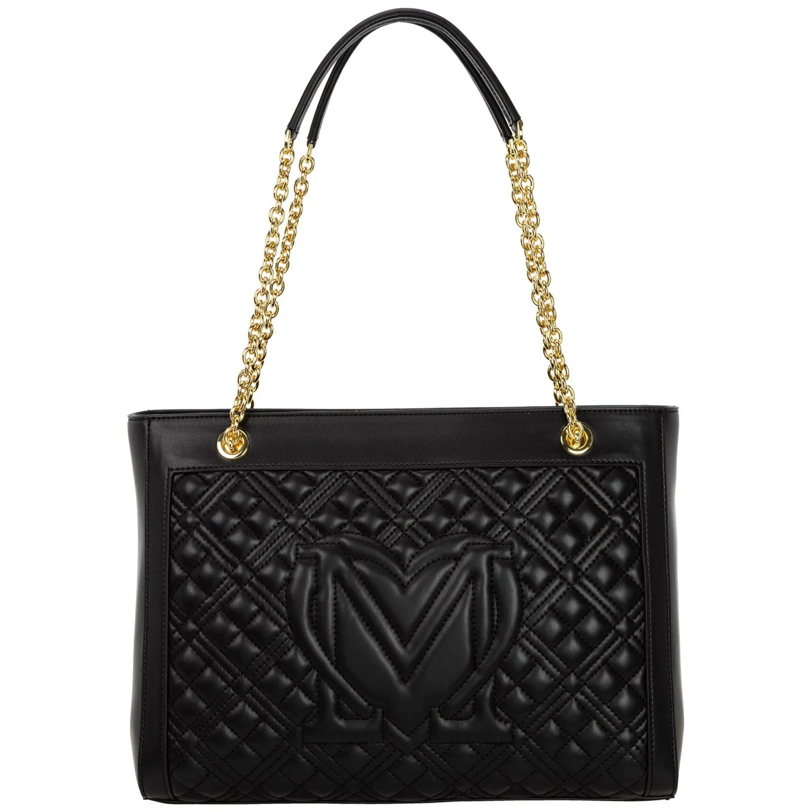 Love Moschino Logo Plaque Quilted Tote Bag