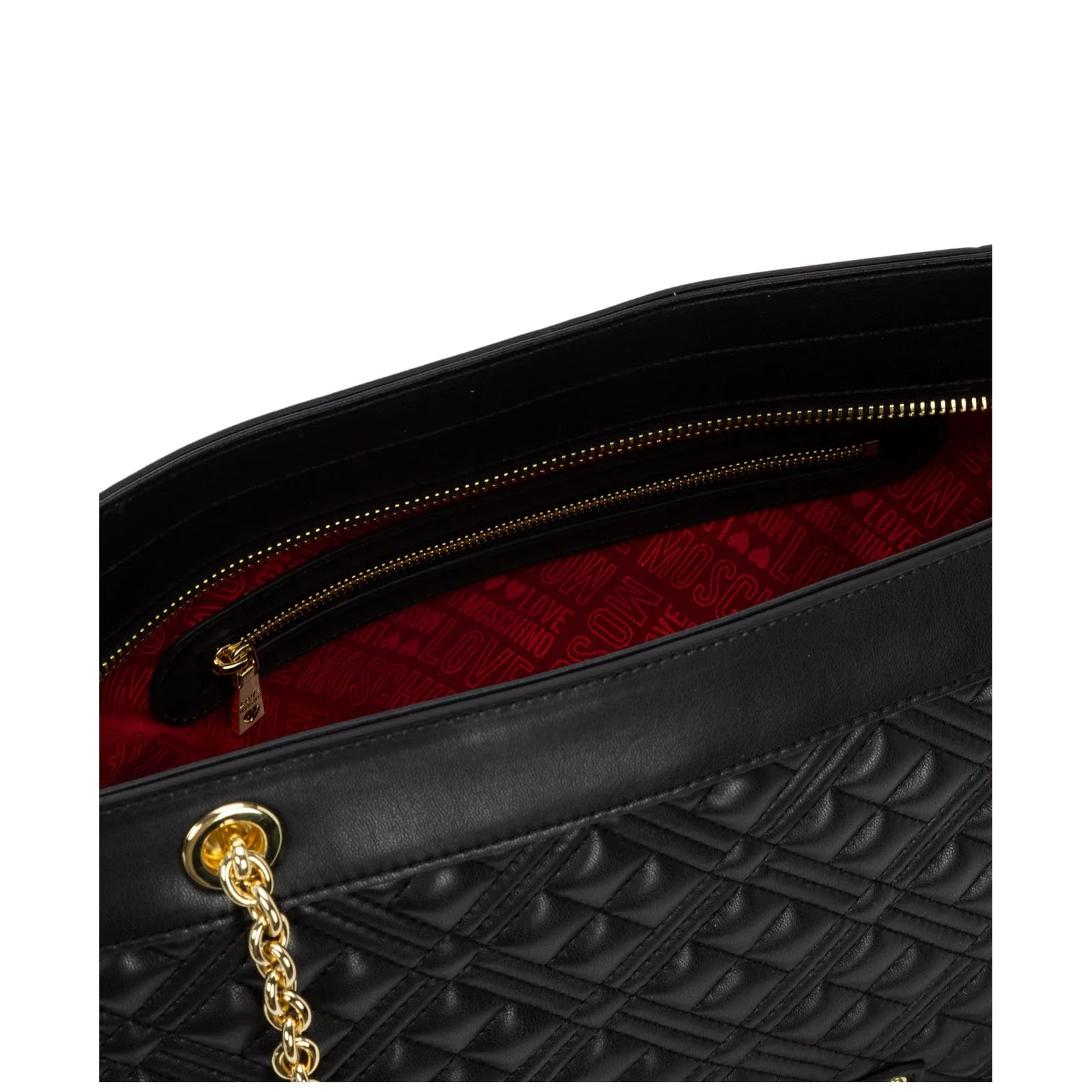Love Moschino Logo Plaque Quilted Tote Bag