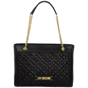 Love Moschino Logo Plaque Quilted Tote Bag
