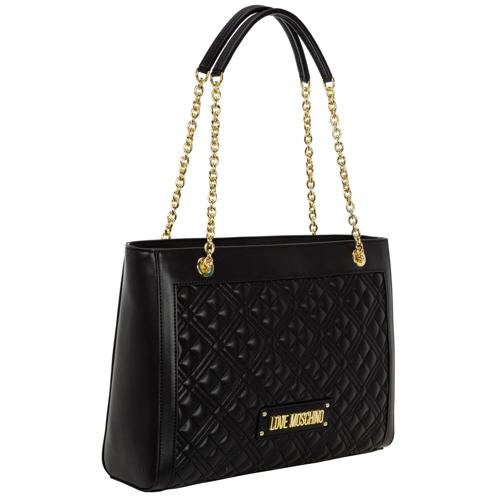 Love Moschino Logo Plaque Quilted Tote Bag