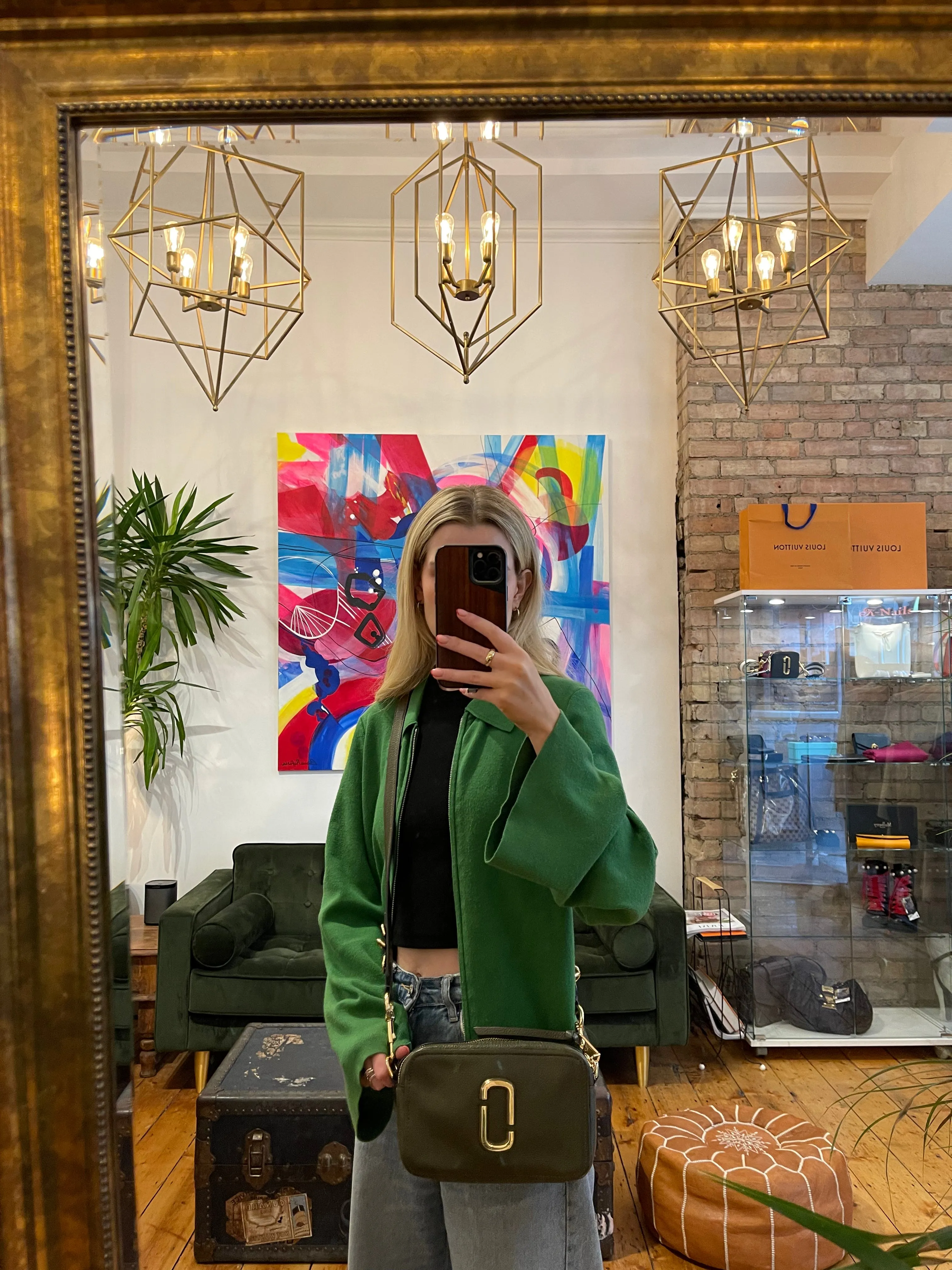 Marc Jacobs Olive Green Leather Softshot Crossbody