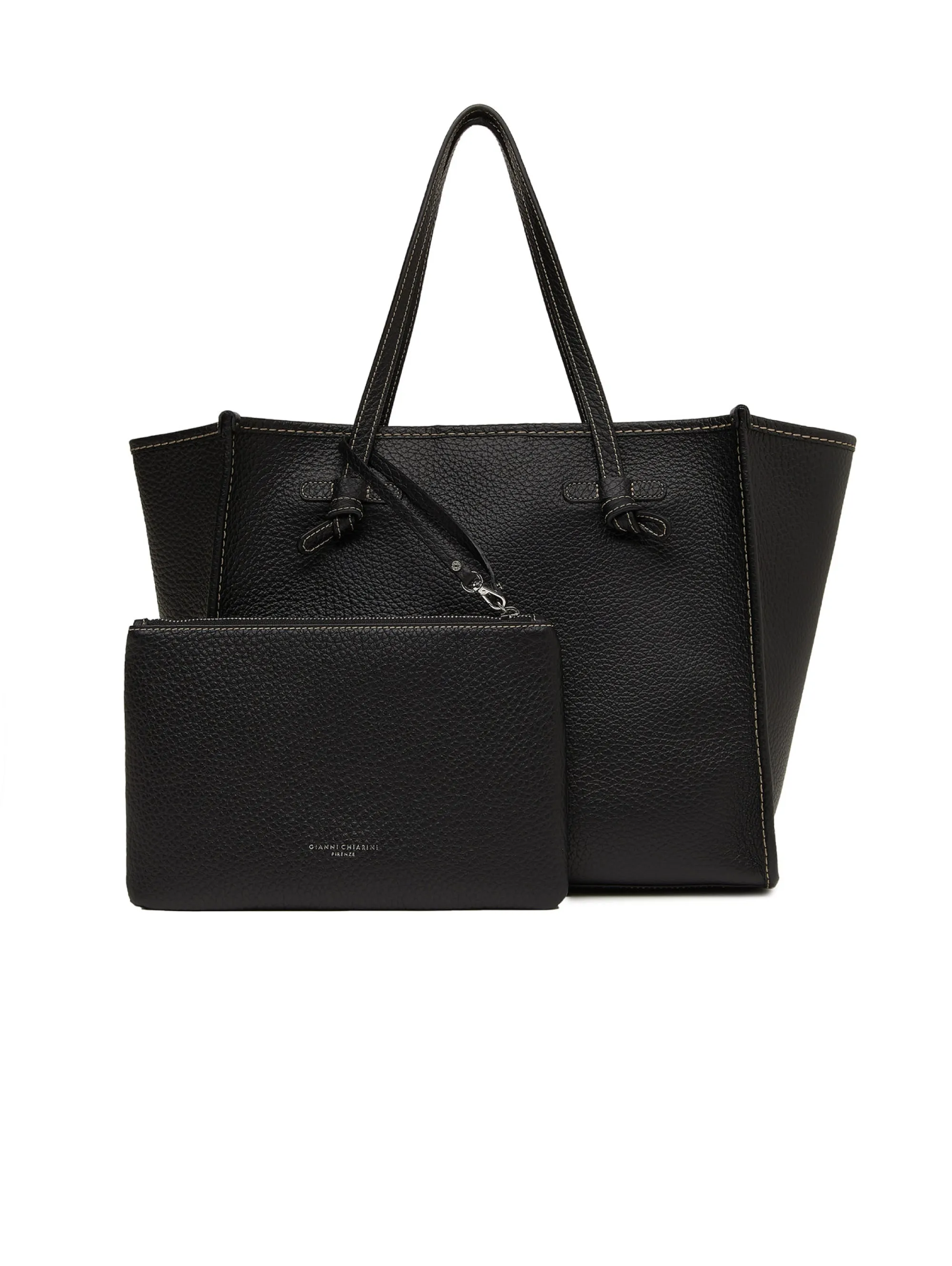 Marcella Black Leather Shoulder Bag