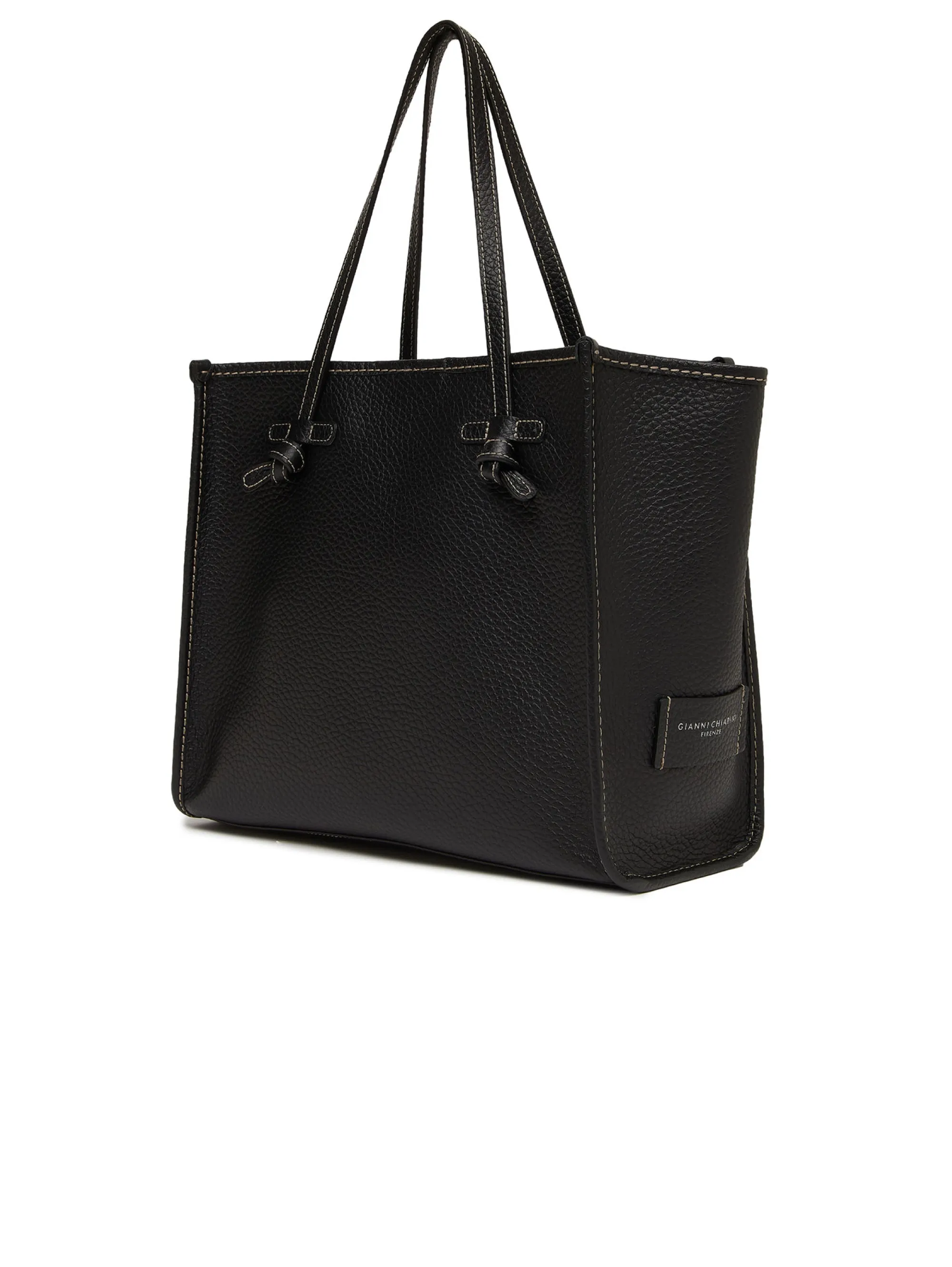 Marcella Black Leather Shoulder Bag