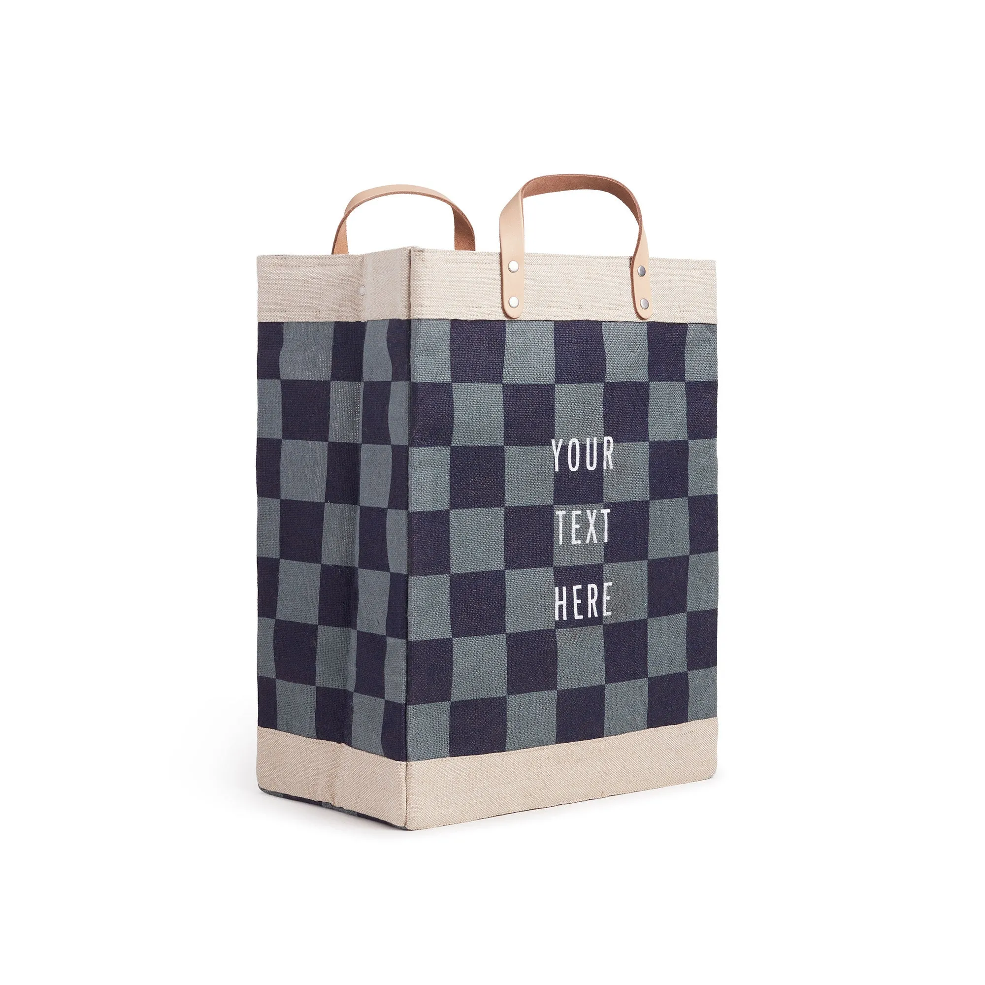 Market Bag in Navy Checker with Strap