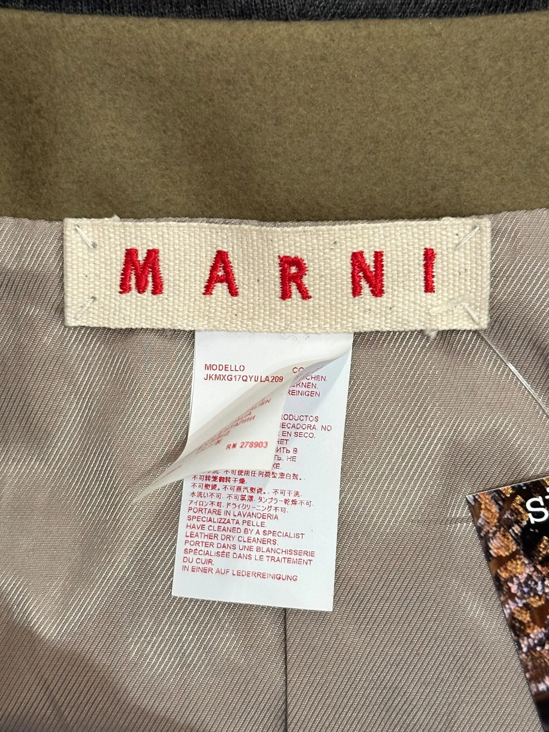 Marni Size Small Beige Leather Hoody Jacket