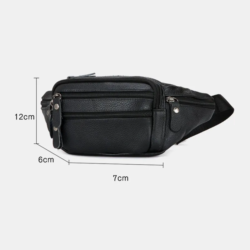 Men Genuine Leather Multi-pocket Large-capacity Multifunctional Crossbody Bag Chest Bag Sling Bag