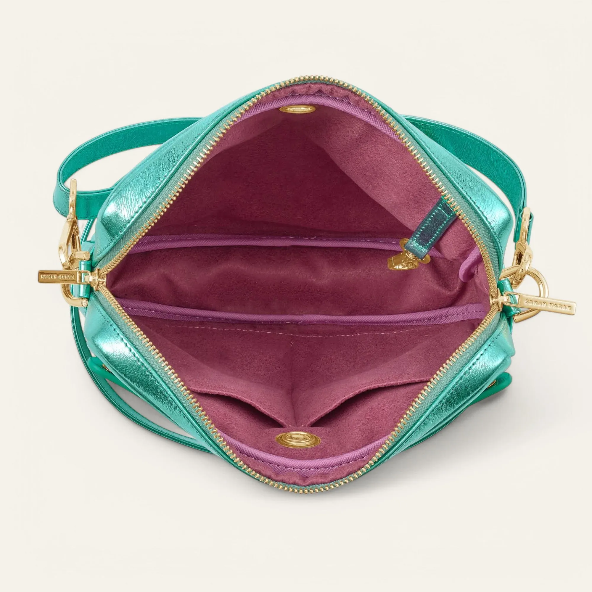 Mia Crossbody | Metallic Turquoise with Gold hardware