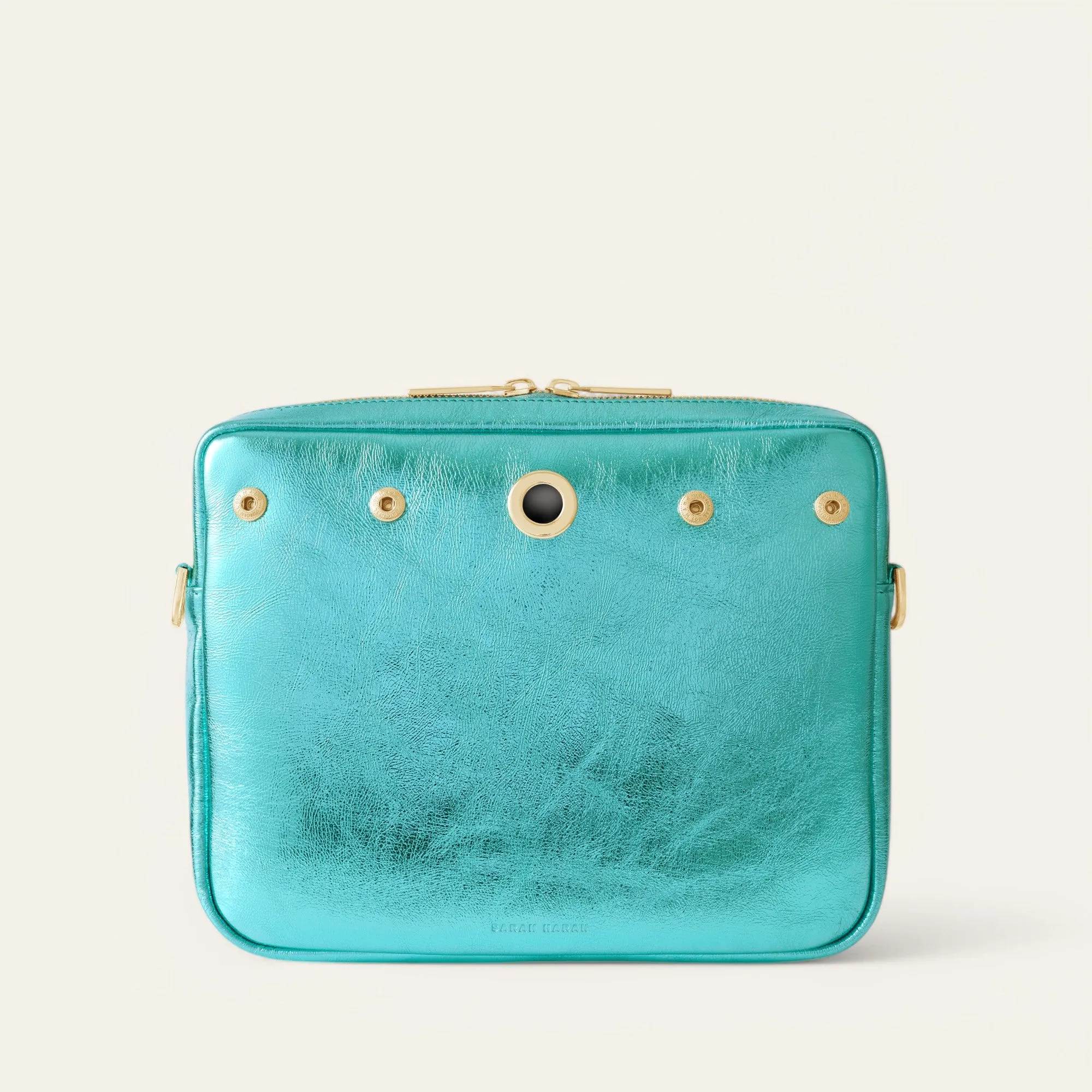 Mia Crossbody | Metallic Turquoise with Gold hardware