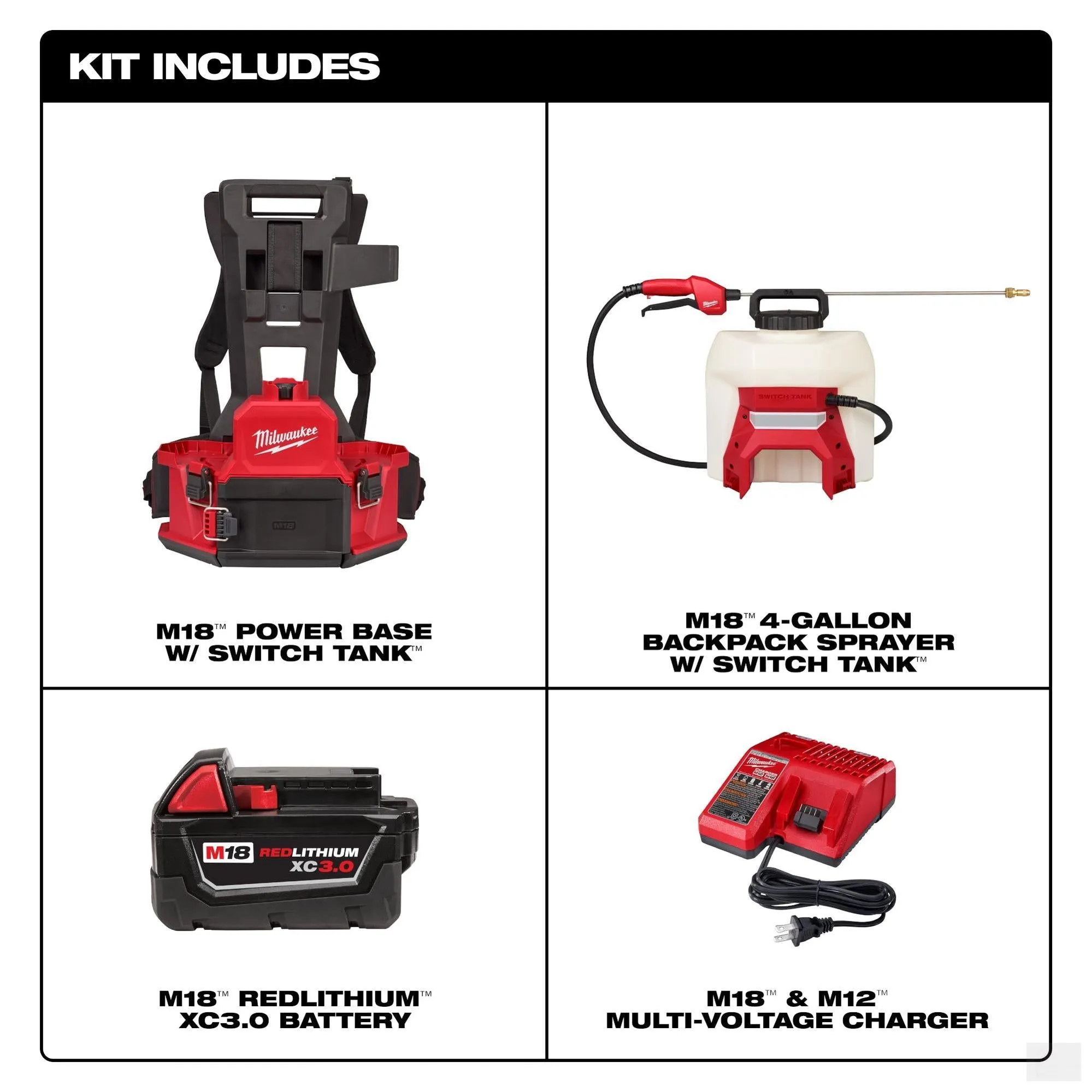 Milwaukee M18™ 4-Gallon Backpack Sprayer w/ SWITCH TANK™ (Kit) {3019-21PS}