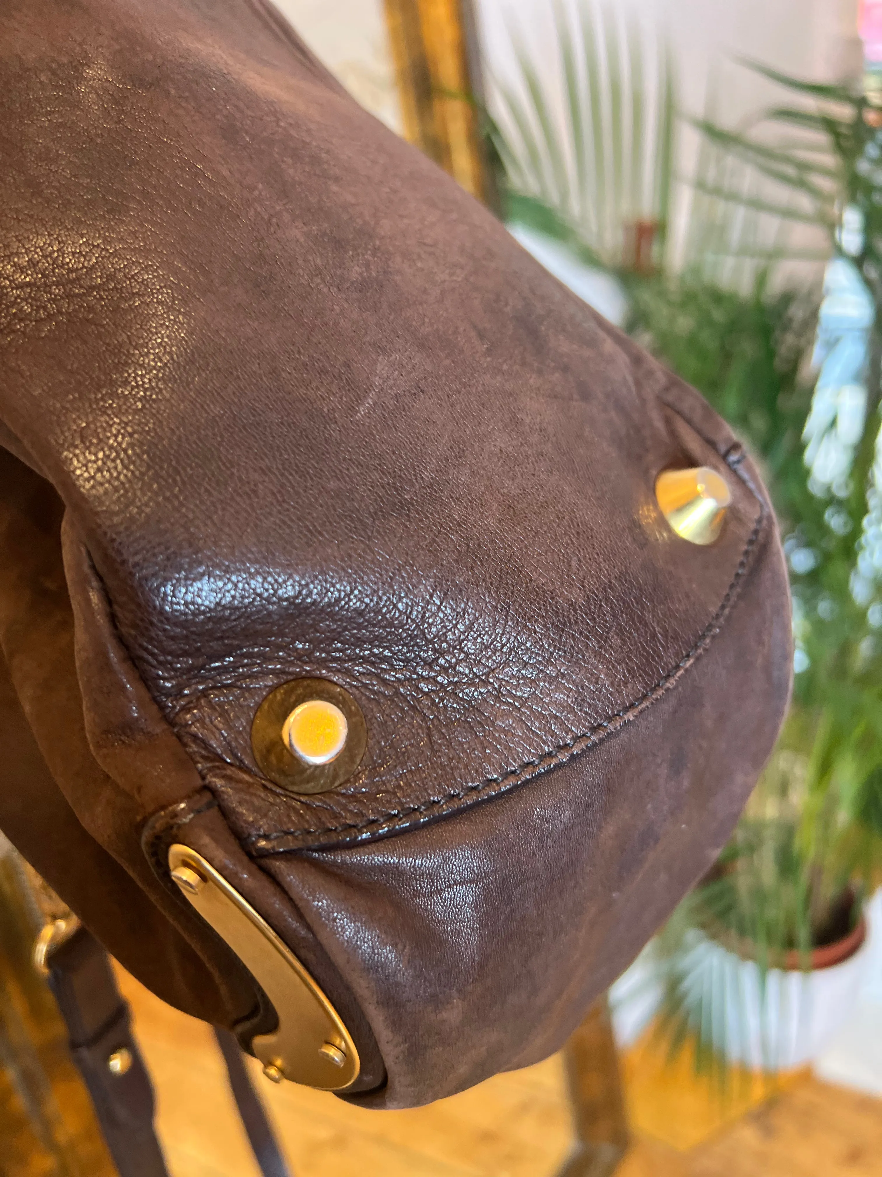 MiuMiu Brown Leather Tote with Crossbody Strap