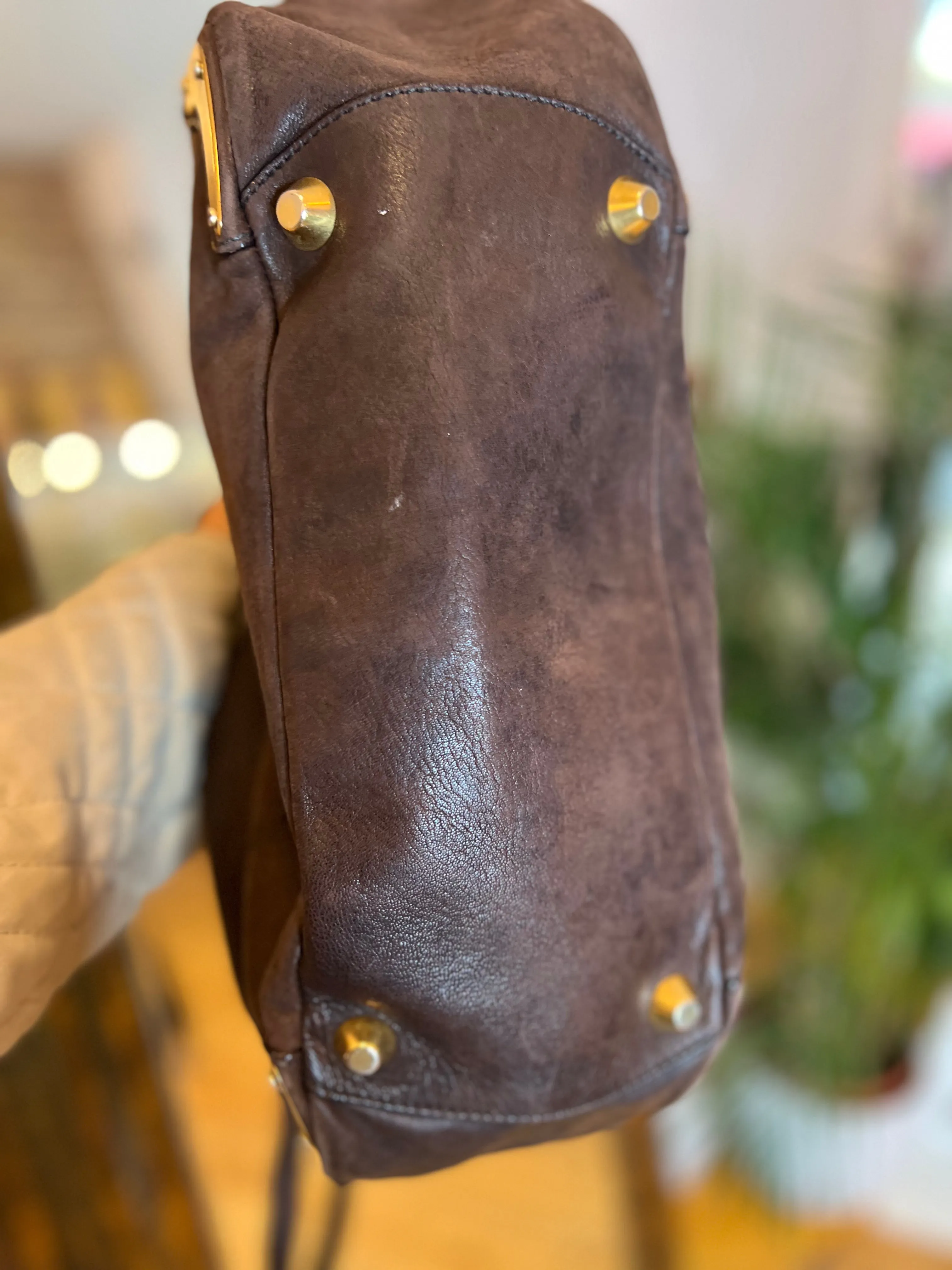 MiuMiu Brown Leather Tote with Crossbody Strap