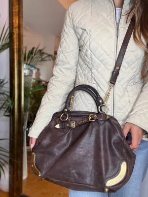 MiuMiu Brown Leather Tote with Crossbody Strap